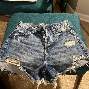 Wild Fable Women’s Denim Jean Shorts High Rise Size 6 Distressed Button Fly